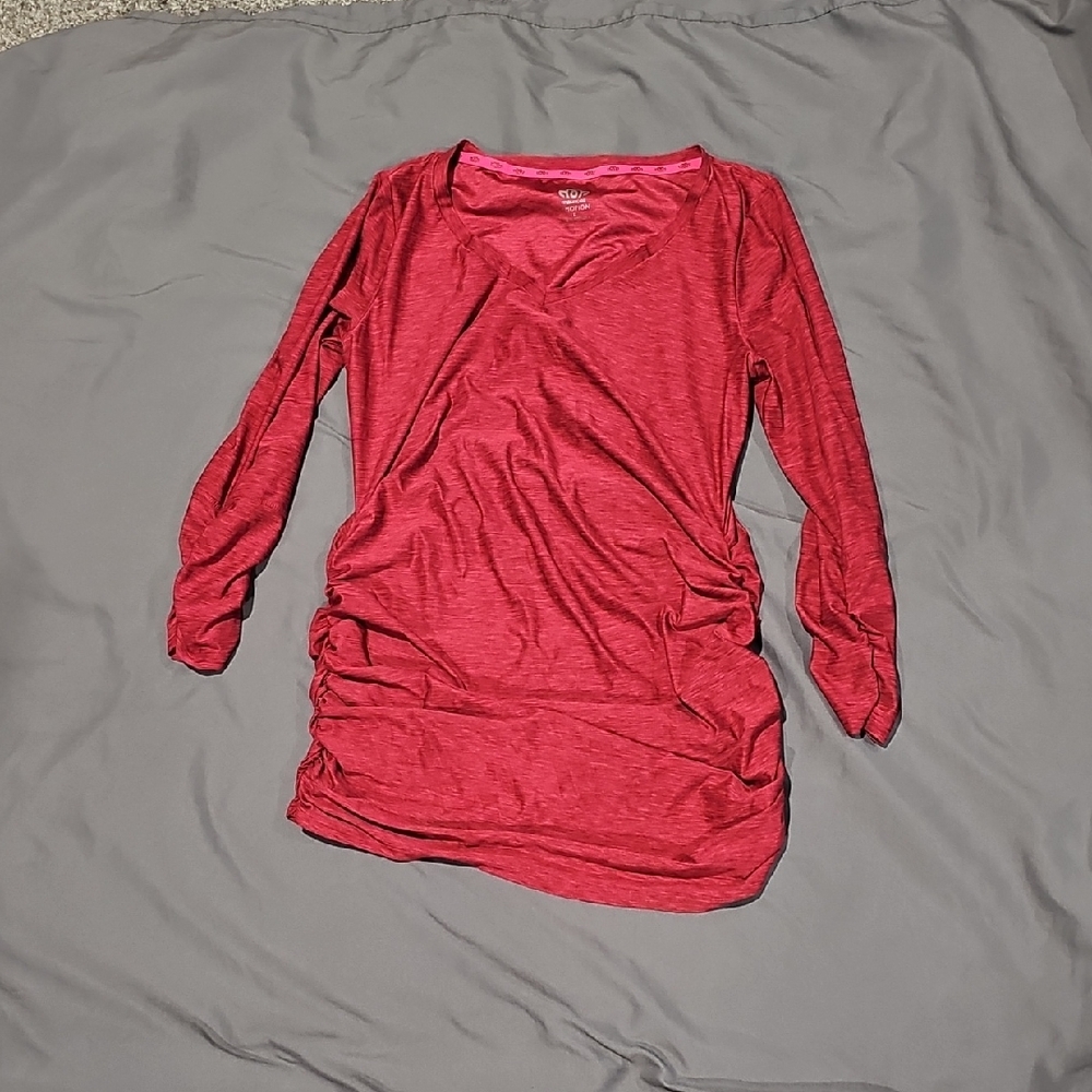 Maurices Red Long Sleeve V-Neck Top